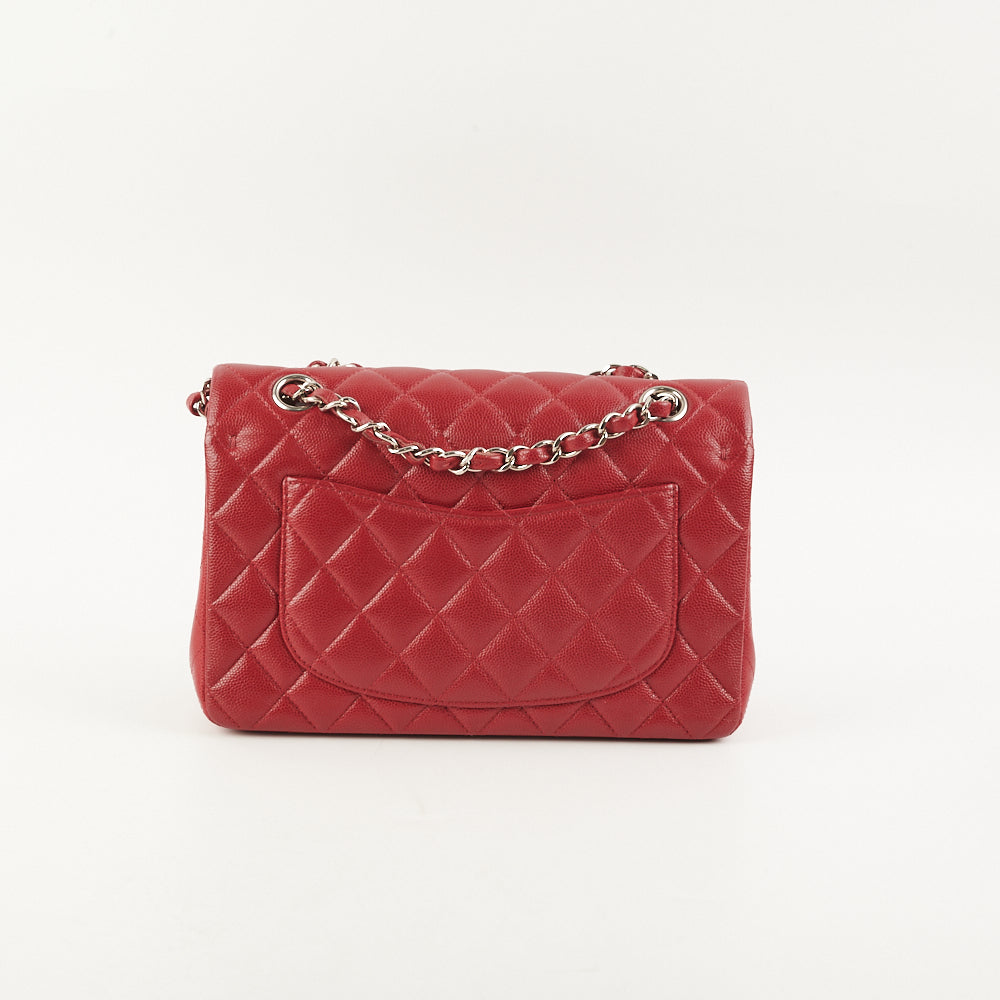 Chanel 18B Small Classic Flap Bag in Caviar Leather - Red Luxury Handbag for Women | Perfect for Evening Parties, Date Nights & Special Occasions