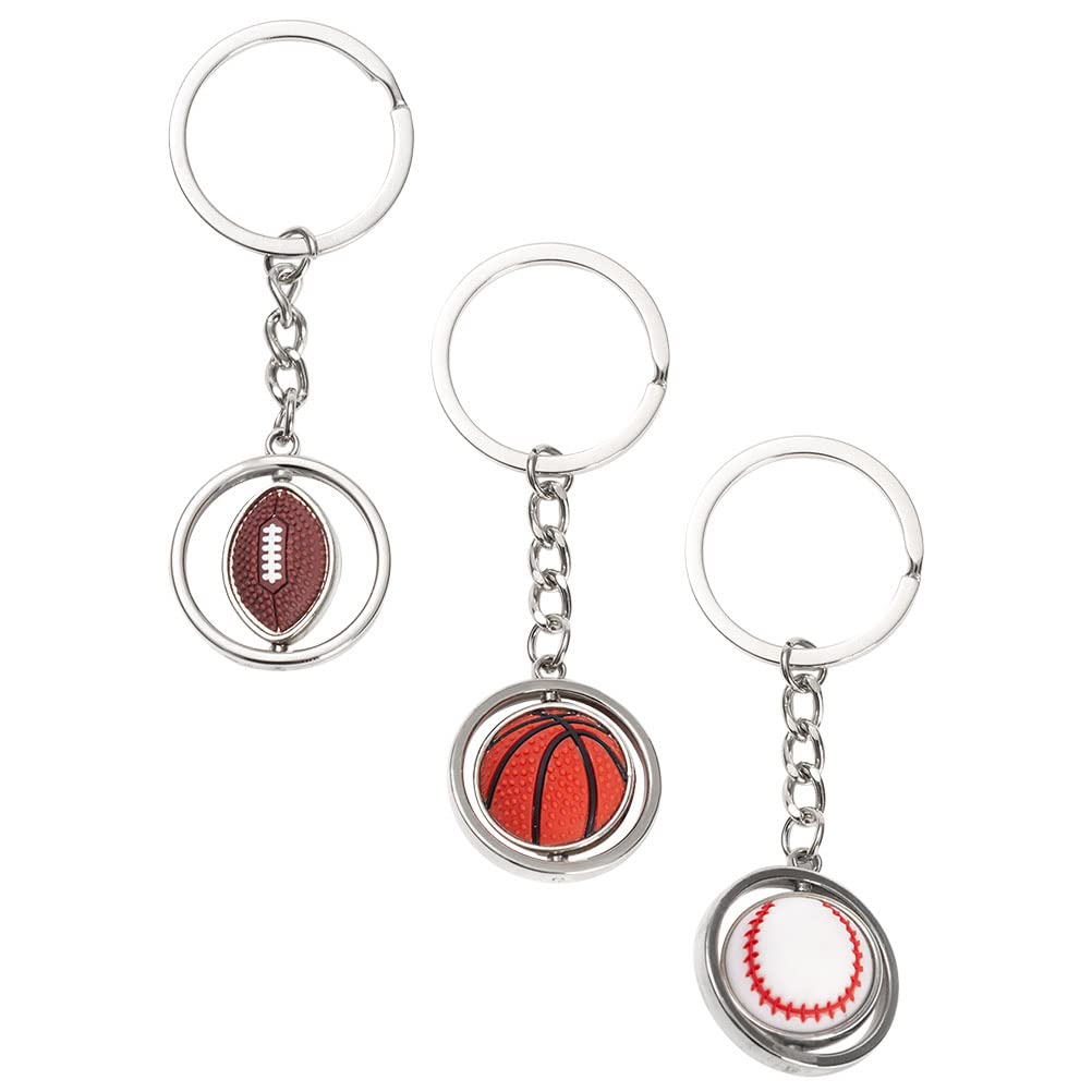 3-Piece Rugby Ball Keychain Set - Metal Sports Keychain for Boys, Soccer Gifts, Father's Day Present - Perfect for Backpacks, Gym Bags & Sports Fans Accessories