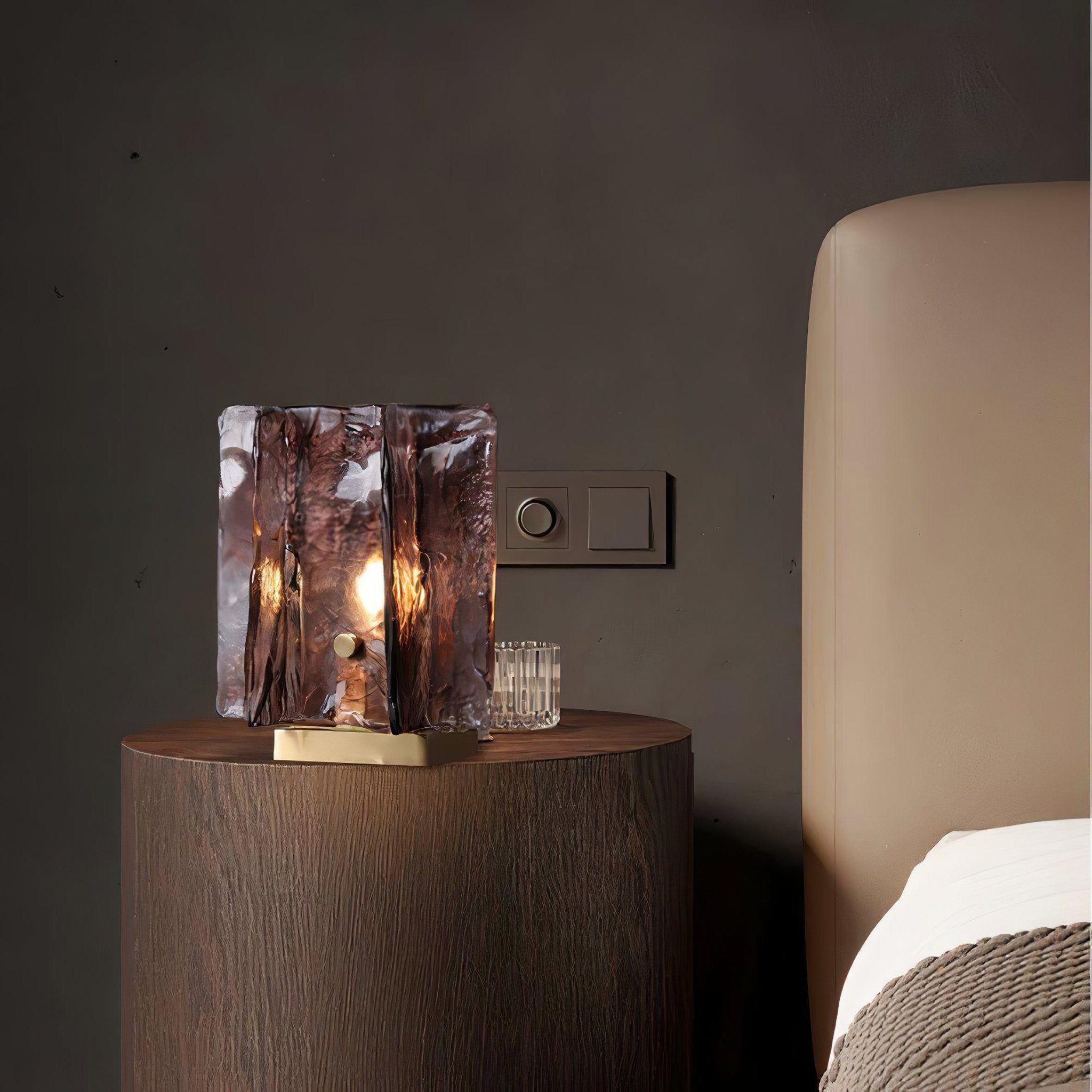 Amber LED Building Block Table Lamp - Modern Nightstand Light for Bedroom, Office, and Kids Room Decor - Perfect for Reading, Relaxing, and Creating Cozy Atmosphere
