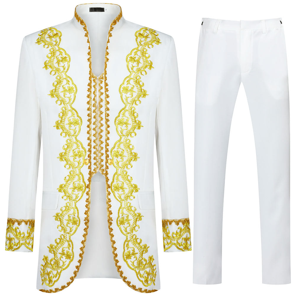 3 Piece Men's Royal Style Tuxedo Suit Set - Elegant White Wedding Suit for Groom, Prom, Formal Events & Special Occasions