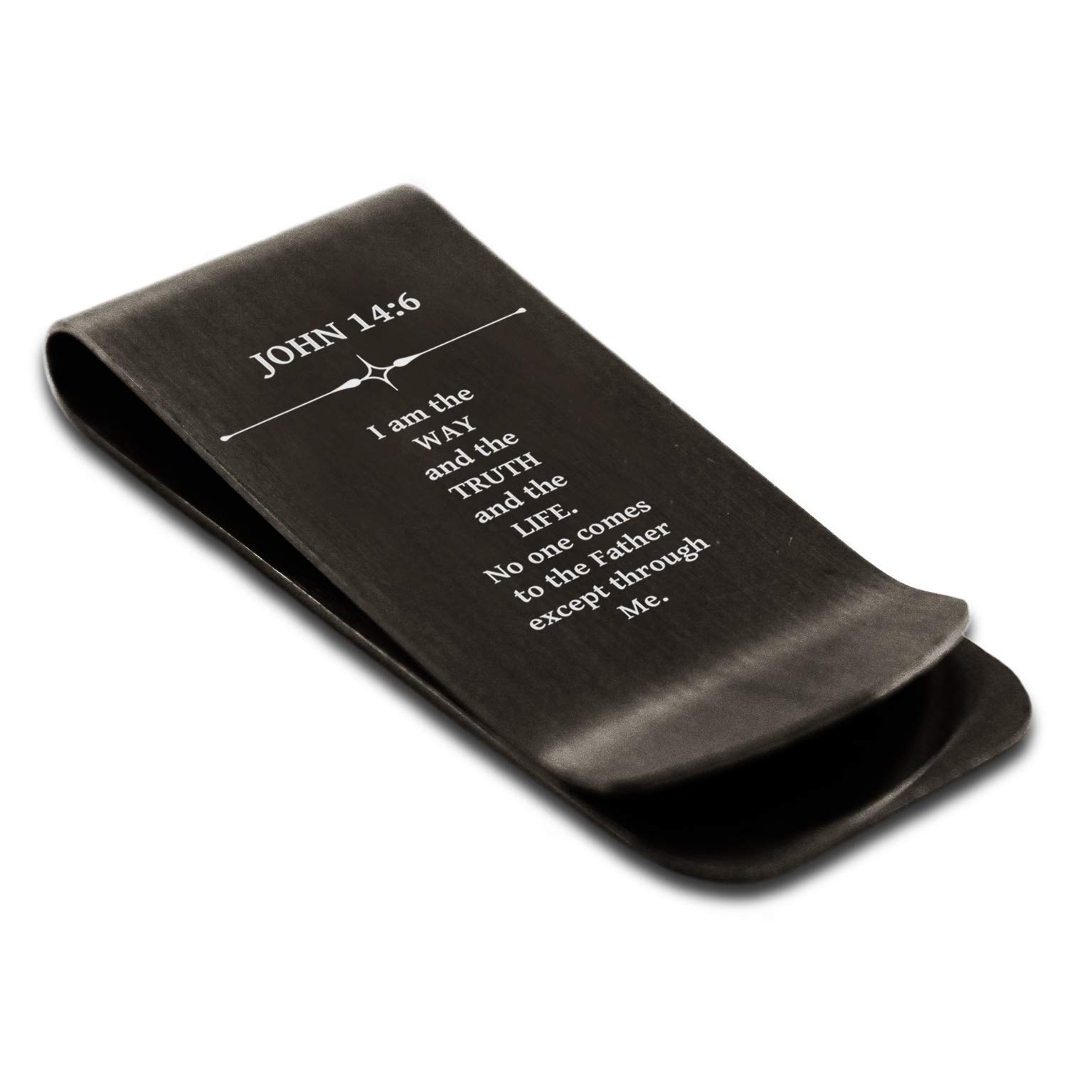 Stainless Steel John 14:6 Bible Verse Money Clip & Credit Card Holder - Perfect for Christian Gifts, Men's Wallets, and Everyday Carry (I Am the Way the Truth the Life)