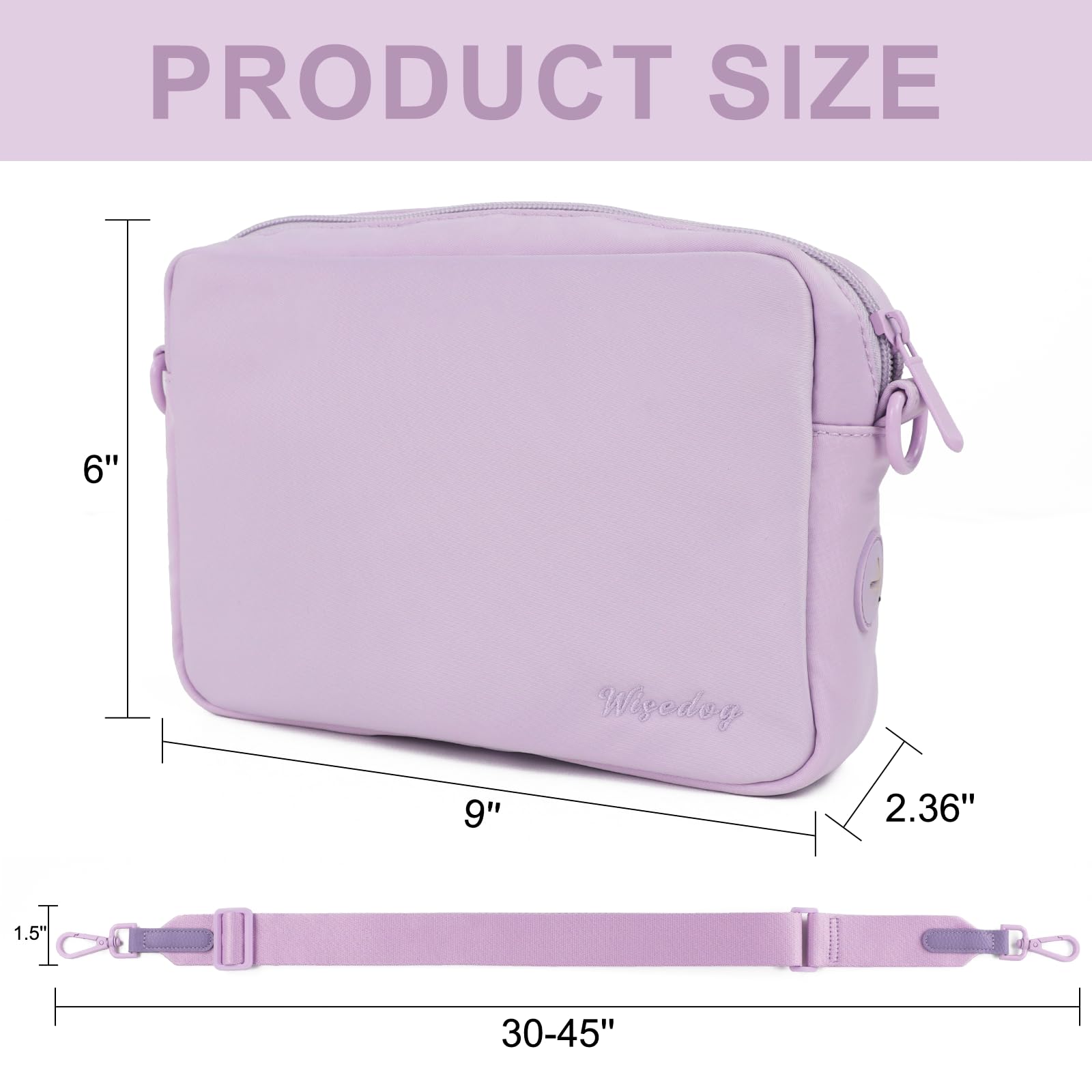 Wisedog Waterproof Dog Treat Pouch - Durable Dog Training Bag with Built-in Poop Bag Dispenser, Hands-Free Fanny Pack & Crossbody Bag for Small Medium Large Dogs (Light Purple) - Perfect for Outdoor Walks, Hiking & Pet Training Sessions