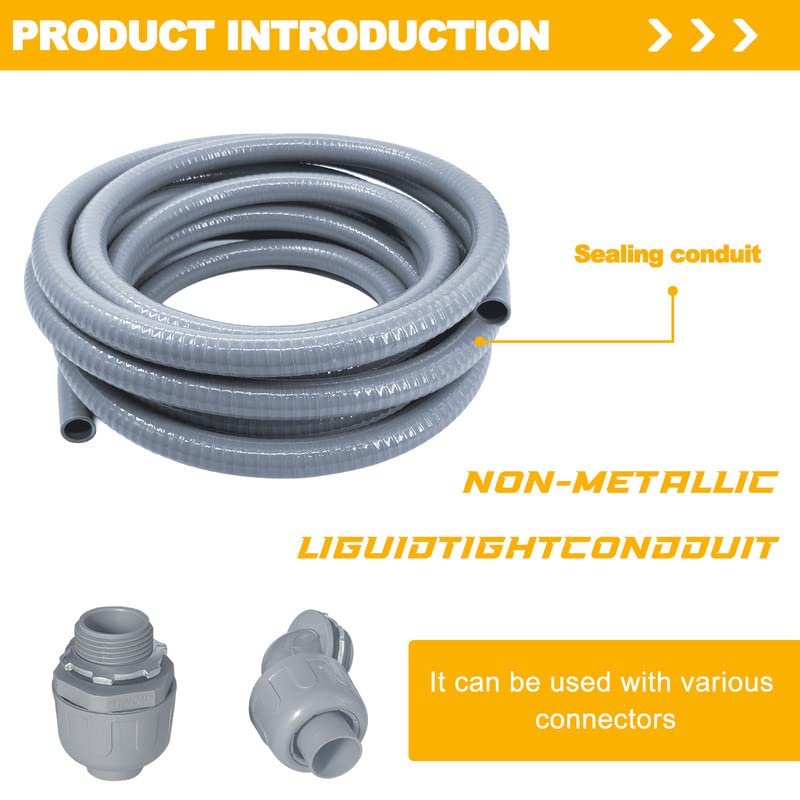 2 Inch 25 Foot Flexible PVC Non-Metallic Liquid-Tight Electrical Conduit - Waterproof Corrosion-Resistant Wiring Solution for Outdoor, Underground & Industrial Use