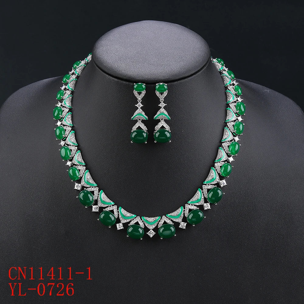 Luxury Cubic Zirconia Collarbone Necklace Jewelry Set for Women - Elegant Wedding & Dubai Bride Accessories - Perfect for Bridal, Evening Parties & Special Occasions