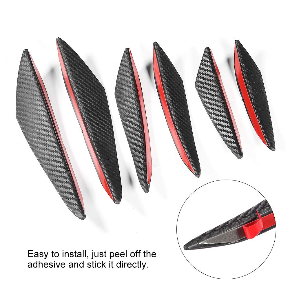 6pcs Universal Front Bumper Canards - Car Exterior Lip Splitter Diffuser Fins & Valence Spoiler for Enhanced Aerodynamics - Perfect for Sports Cars & Tuner Vehicles