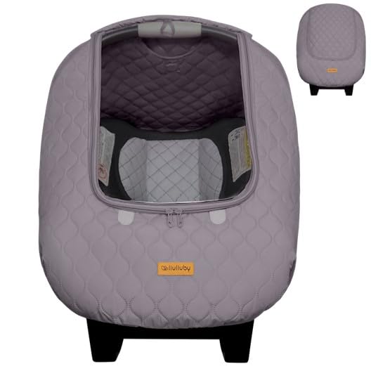 Liuliuby Baby Car Seat Weather Shield - Quilted Winter Cover with Clear Window for Infant Car Seat | Protects Newborns from Cold | Universal Car Seat Cover for Boys & Girls (Gray) | Perfect for Winter Travel & Outdoor Activities