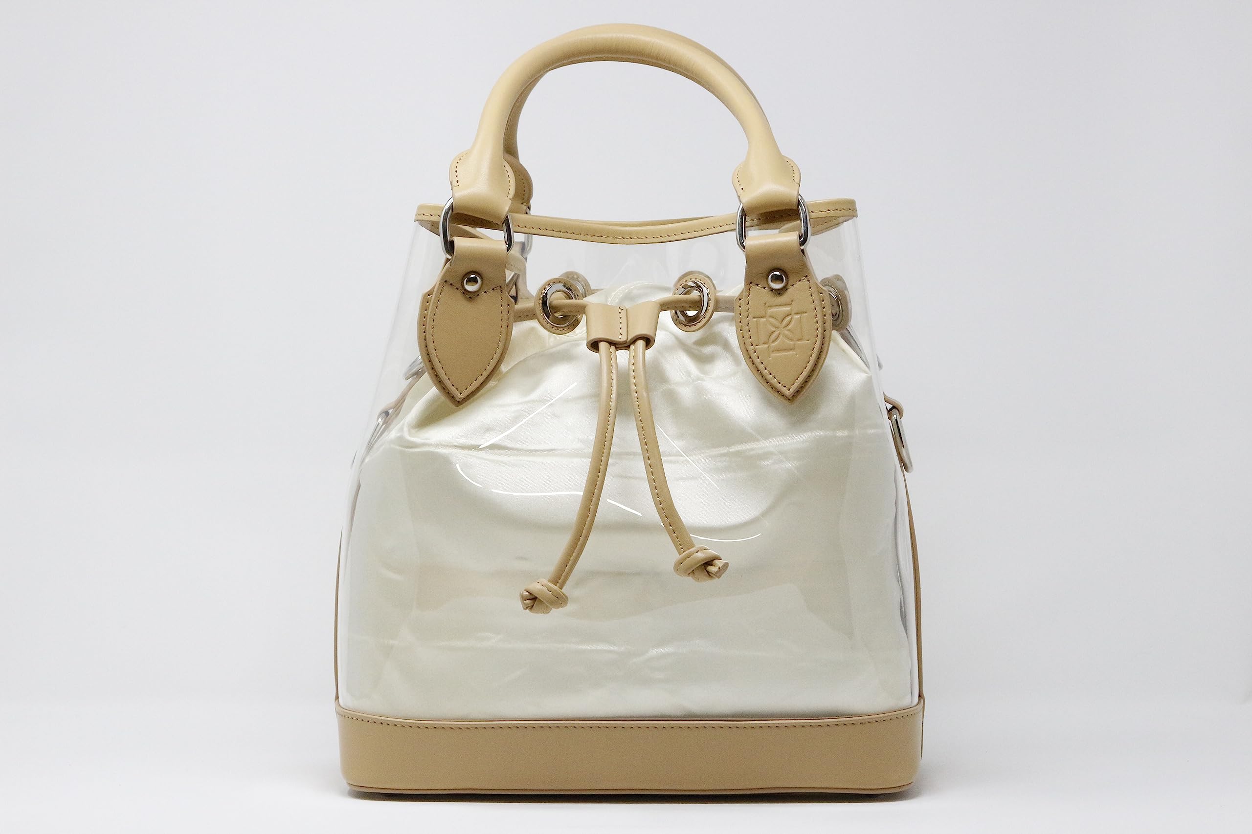 DOMINIE Clear Tote Bag with Leather Trim & Removable Interchangeable Liner - Perfect for Travel, Work, and Everyday Use