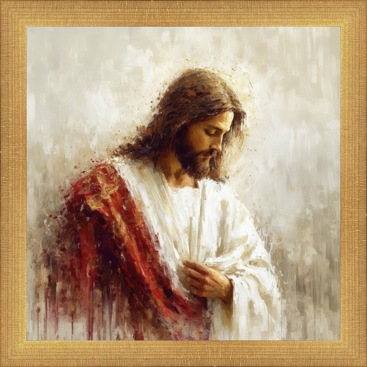 Jesus Christ in Red Robes - Religious Wall Art for Home & Church Decor - Perfect for Prayer Rooms, Sunday Schools & Christian Gifts