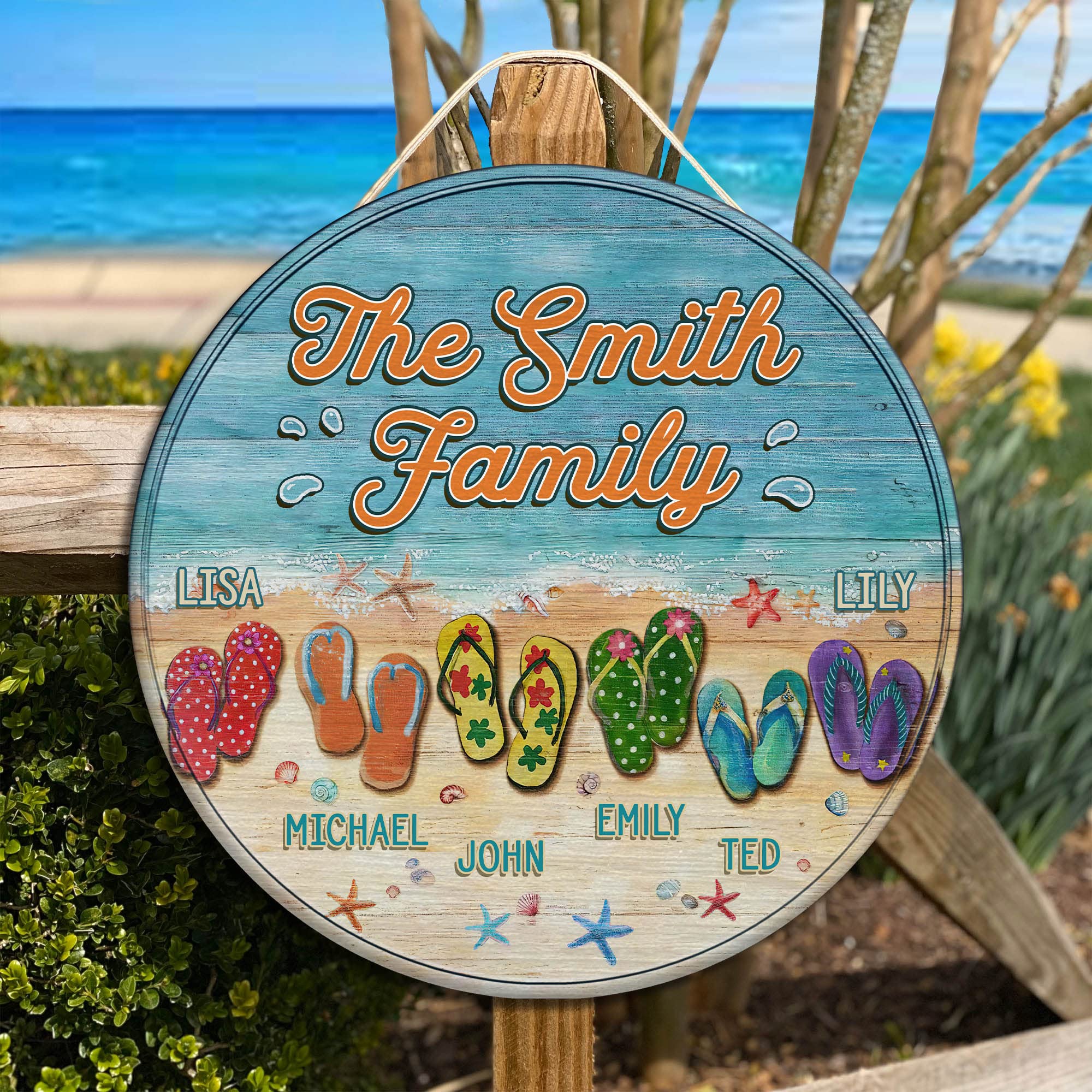 Custom Beach House Wood Sign - Summer Coastal Nautical Decor for Outdoor & Indoor Use - Perfect for Pool Areas, Tiki Bars, Backyard Grills, Patios, Porches and Decks - Handcrafted Wooden Wall Art (11 Inch)