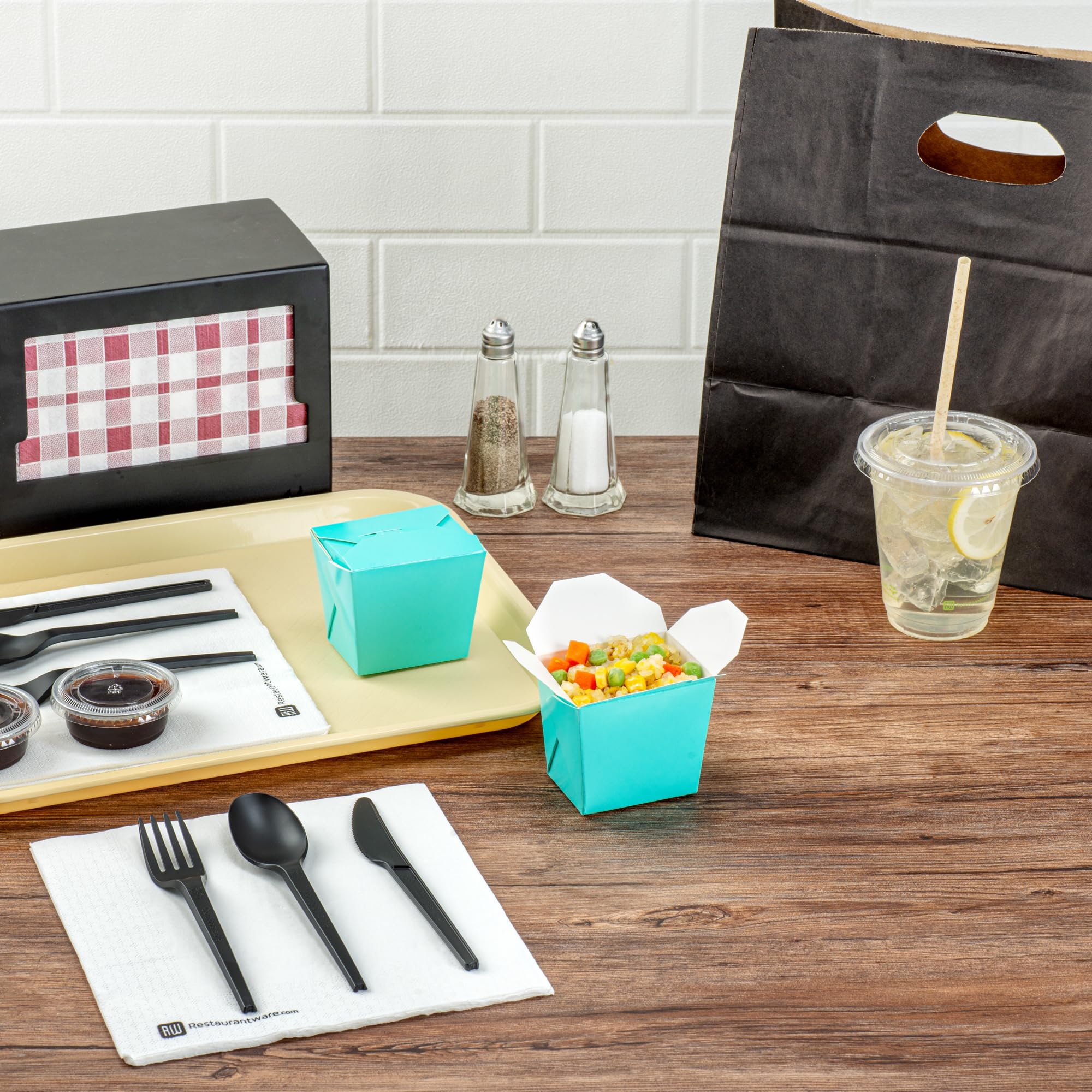 Eco-Friendly 8oz Disposable Food Containers - 200 Pack Sturdy Turquoise Paper Takeout Boxes 2.8x2.2x2.5 Inch for Noodles, Salads & Meals | Microwave Safe Rectangle To-Go Containers for Restaurants, Catering & Home Meal Prep