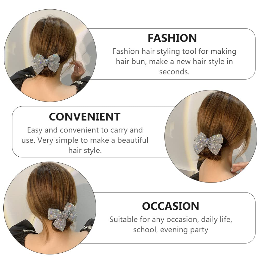 OSALADI Crystal Bow Hair Bun Maker - Hair Styling Bun Shaper & Curler for Women - Perfect for Weddings, Parties & Everyday Hairstyles
