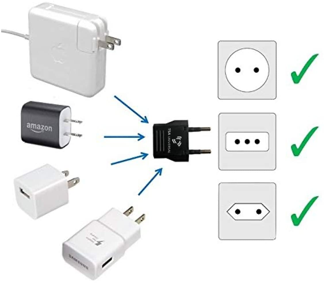 US to Sao Tome & Principe Travel Power Adapter - 6 Pack Black Universal Plug Converter for North American Devices - Compatible with iPhone, iPad, Laptop, Camera & Electronics - Perfect for Business Travel, Vacation & Study Abroad