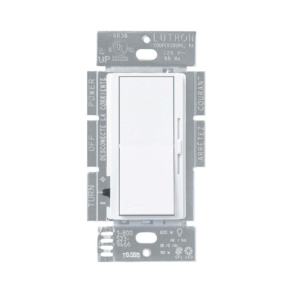 Lutron DVCL-153PR-WH Diva Dimmer Switch - Single Pole/3-Way LED/CFL Compatible - Perfect for Bedroom, Living Room & Home Lighting Control