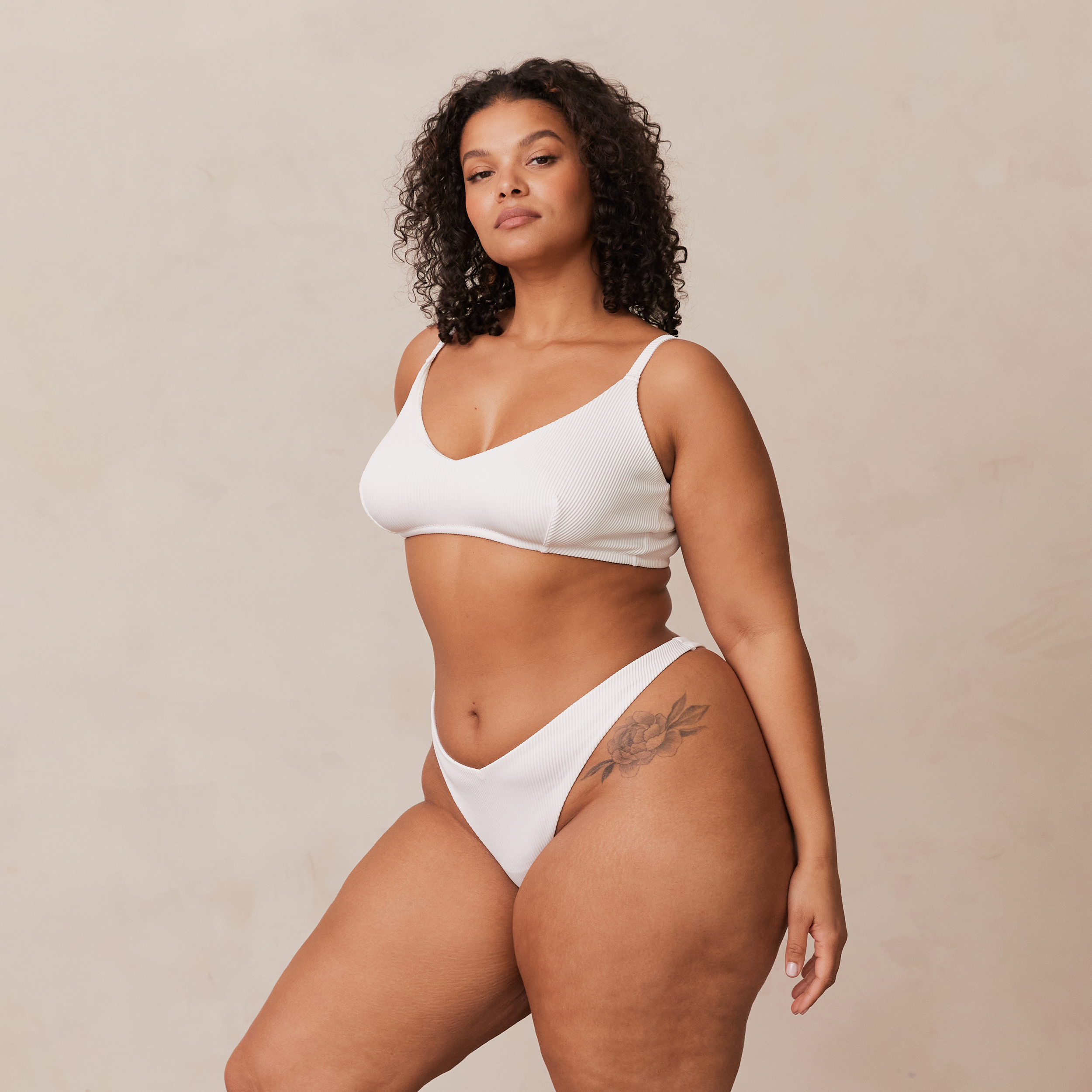 Ribbed Triangle Bra - Comfortable White Bralette for Women | Perfect for Yoga, Lounge & Everyday Wear