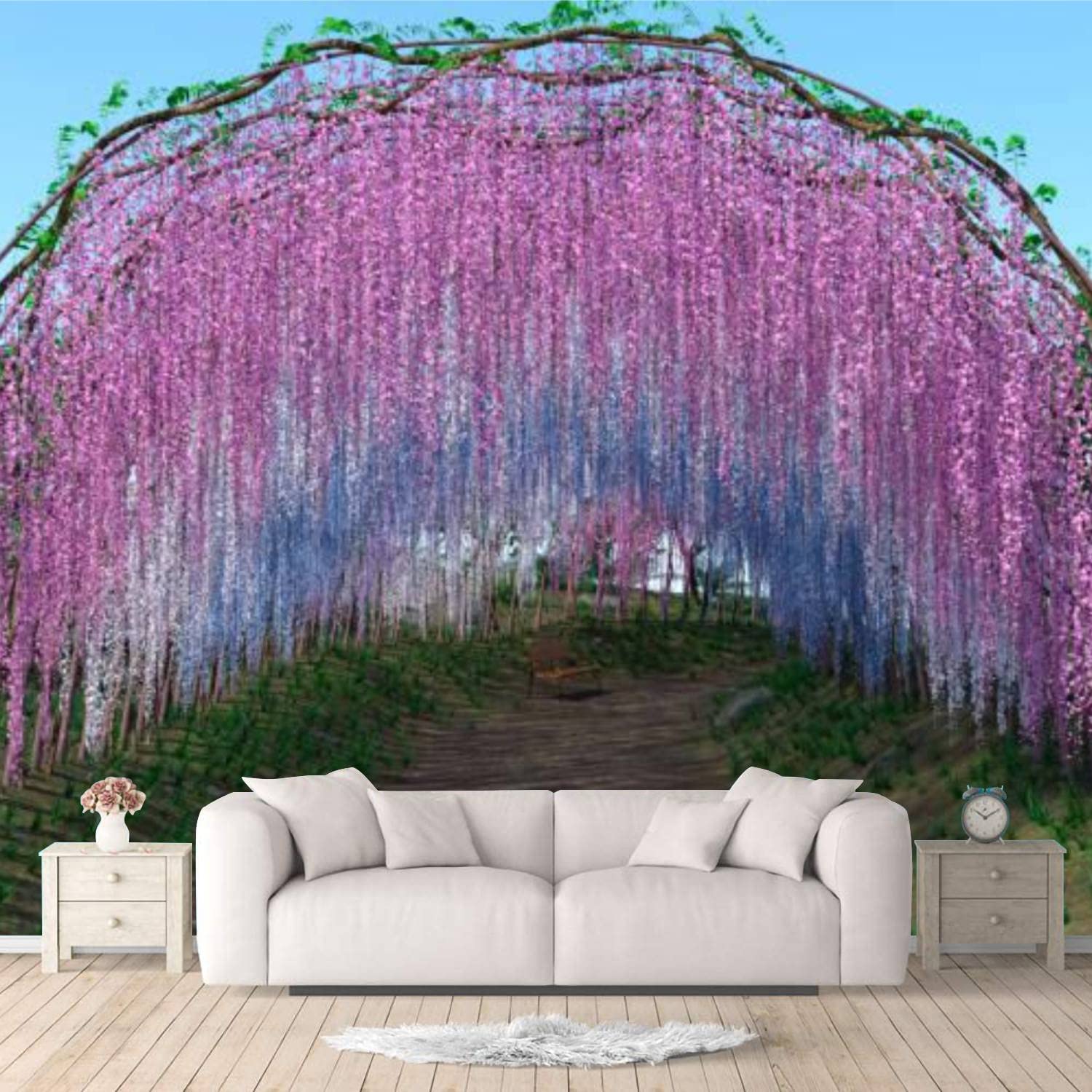 3D Wisteria Flowers Peel and Stick Wallpaper - Self-Adhesive Removable Wall Mural for Bedroom, Living Room, Nursery - Modern Home Decor (100x144 Inches) - Perfect for Accent Walls, Feature Walls, and Room Makeovers