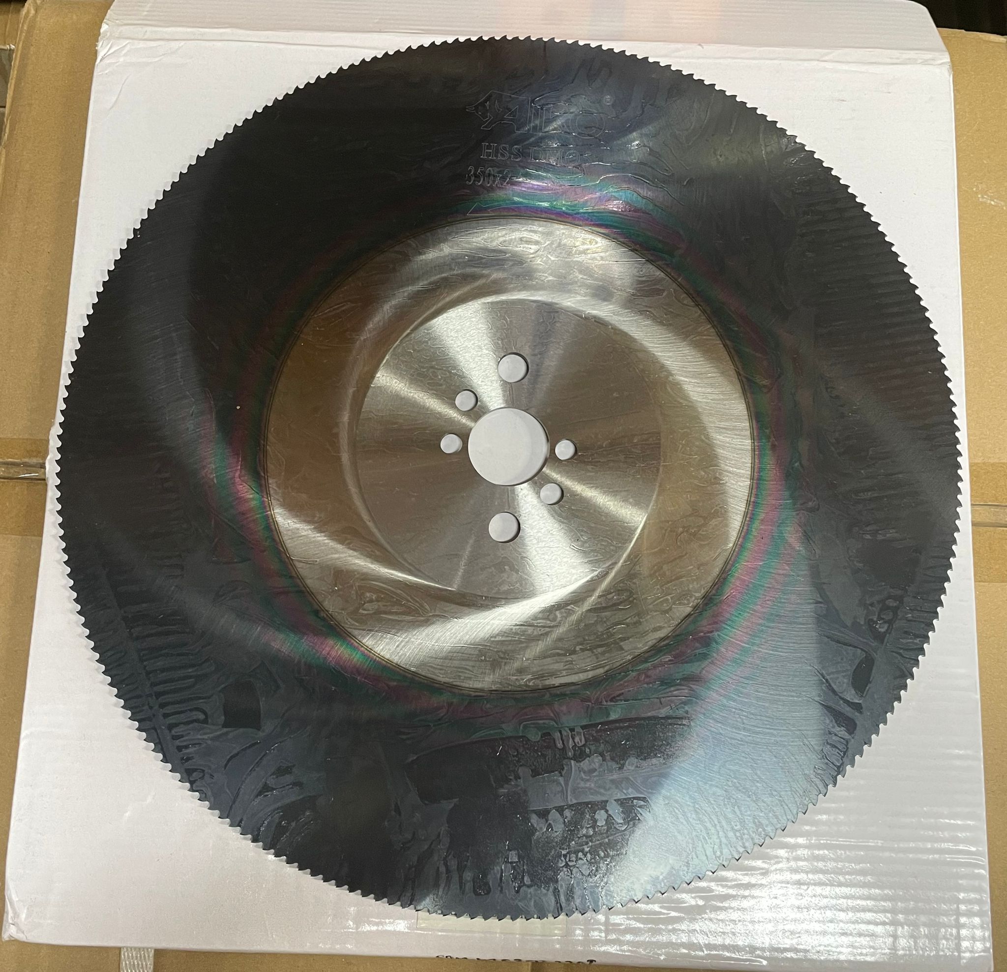 Aiko 14-Inch 350x2.5x32mm 220T Low-Speed Saw Blade - Rainbow Color (Model SBM MS350220T) | Perfect for Woodworking, DIY Projects & Professional Cutting