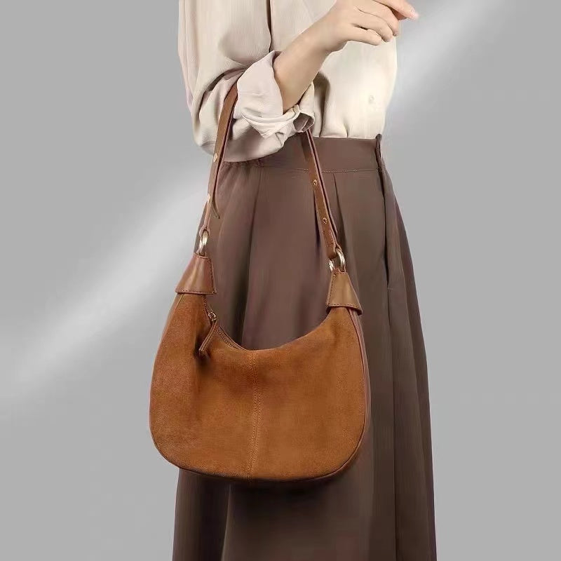Stylish Semi-Circle Soft Leather Tote Bag for Women - Lightweight & Durable Handbag for Work, Travel & Everyday Use