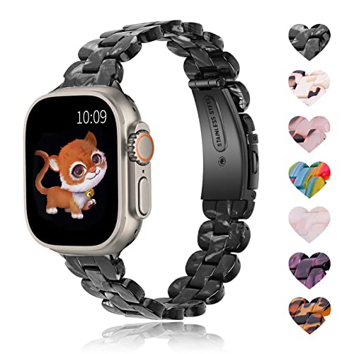 BEIZIYE Resin Watch Band Compatible with Apple Watch Ultra/Series 8/7/6/5/4/3/2/1/SE - Slim Lightweight Bracelet for 38mm/40mm/41mm/42mm/44mm/45mm/49mm - Perfect for Workouts, Daily Wear & Fashion Accessories