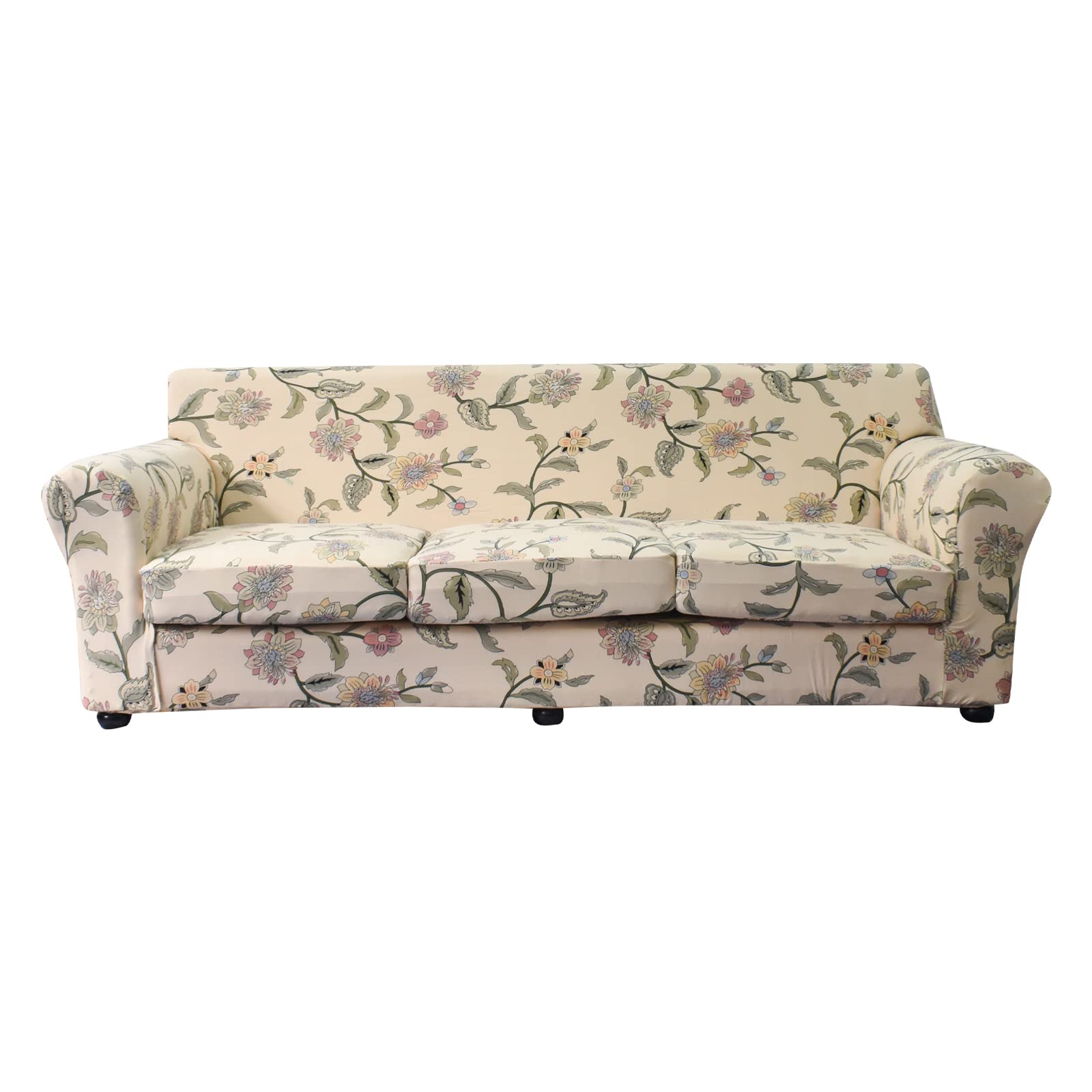 KRFOONN 4-Piece Stretch Sofa Cover Set for 3-Cushion Couches - Printed Washable Slipcovers with 3 Separate Seat Covers - Furniture Protector for Pets & Kids (Large, Sofa Style 05) - Perfect for Living Room, Family Room & Pet-Friendly Homes