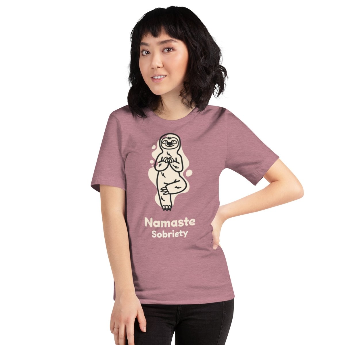Namaste Sobriety Tranquility Sloth Unisex T-Shirt - Yoga Meditation & Mindfulness Apparel for Men and Women