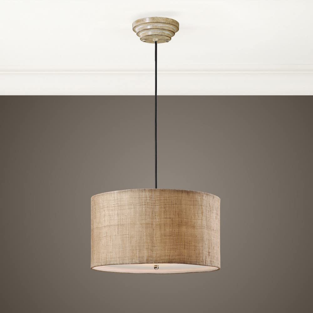 3-Light White Coastal Drum Pendant Lighting Fixture - Modern Ceiling Light for Dining Room, Kitchen, or Bedroom - 208-Bel-603510