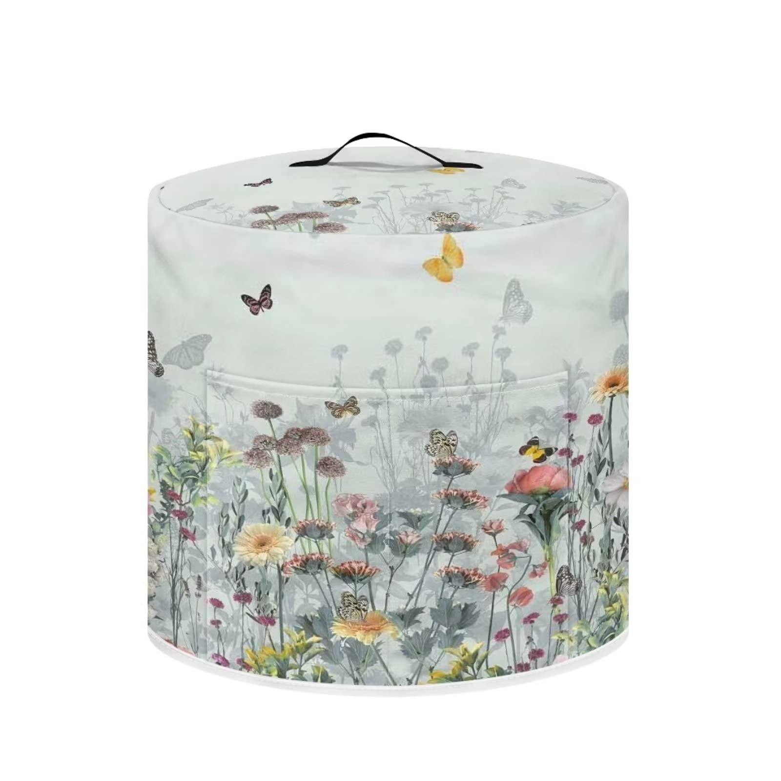 Floral Print Air Fryer Cover with Pocket & Top Handle - Stylish Kitchen Appliance Dust Protector for Ninja, Cosori, Instant Pot - Perfect for Home Decor & Countertop Organization