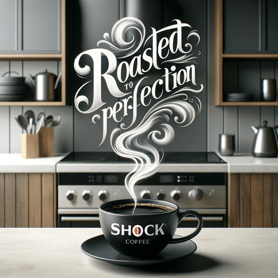Shock Coffee Espresso 9.5 Single Serve Cups - High Caffeine Strong Dark Roast Coffee Pods (10 Count) | Perfect for Home & Office Coffee Makers | Boost Energy for Workouts & Long Workdays
