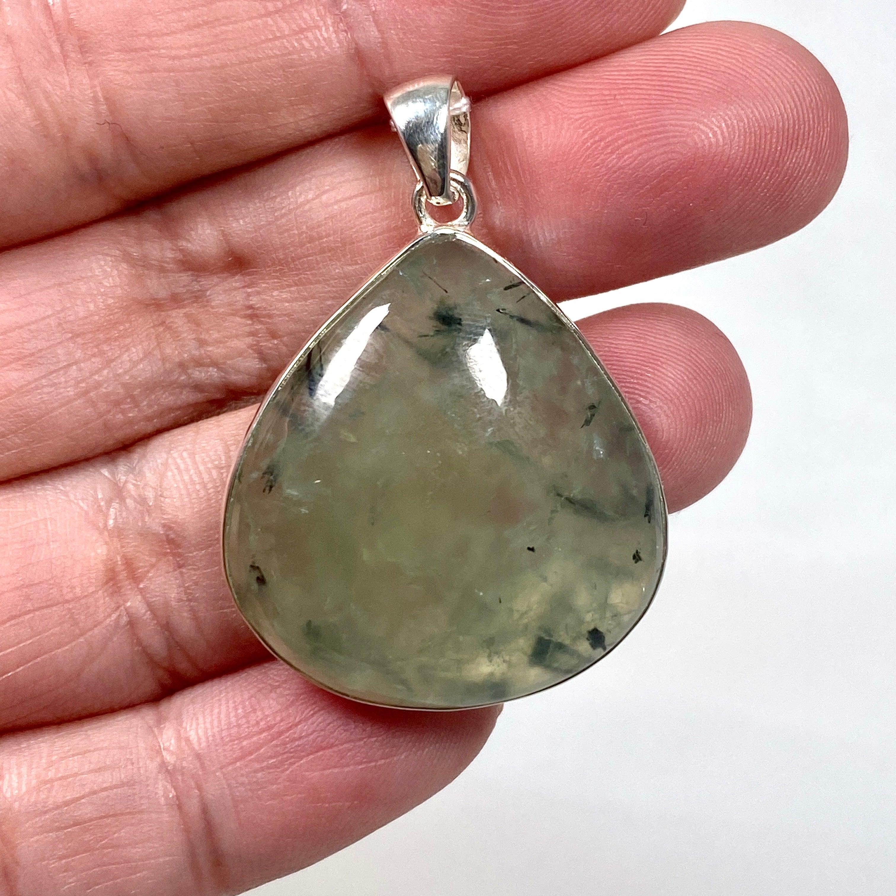 Natural Prehnite Teardrop Pendant Necklace KPGJ3768 - Elegant Gemstone Jewelry for Women, Perfect for Weddings & Special Occasions