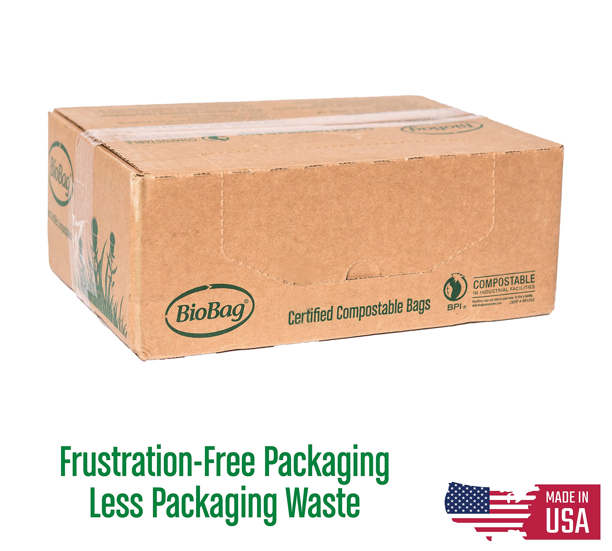 BioBag (USA) 48 Gallon Compostable Trash Bags - 80 Count, 100% Certified Compostable Food Waste Bags, Extra Strong & Durable Kitchen Compost Liners for Organic Waste Disposal, Home & Garden Use