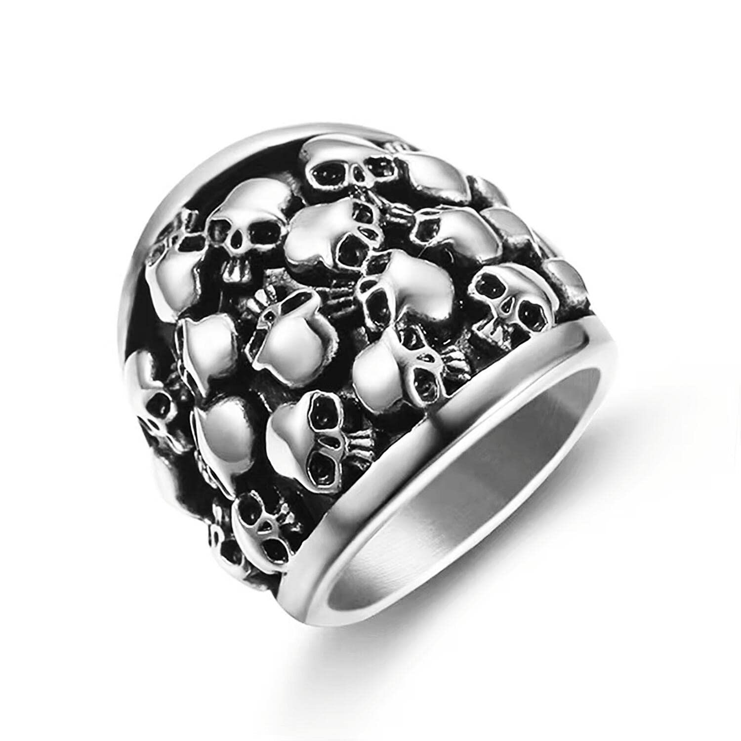 Men's Gothic Skull Ring - 316L Stainless Steel Biker Jewelry for Parties & Punk Fashion