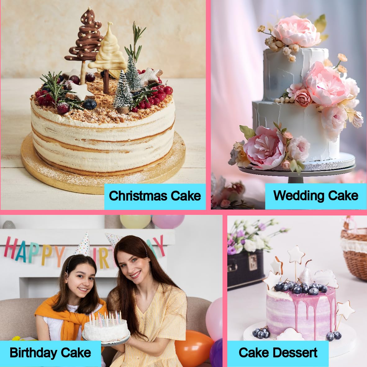 14 Inch Round Cake Drums - 6 Pack Greaseproof Cardboard Cake Boards in Gold, Black & White - Sturdy Base for Heavy/Tall Tiered Cakes - Perfect for Wedding, Birthday & Professional Baking Displays