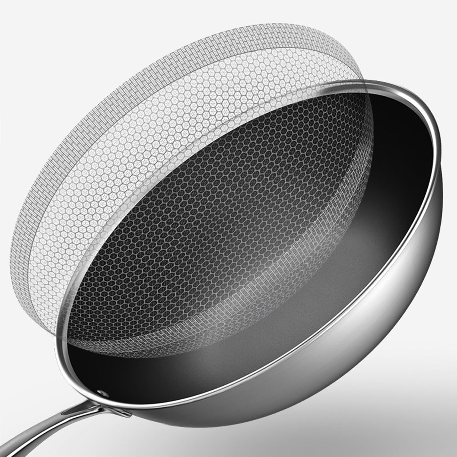Premium Carbon Steel Wok Pan with Glass Lid - 14