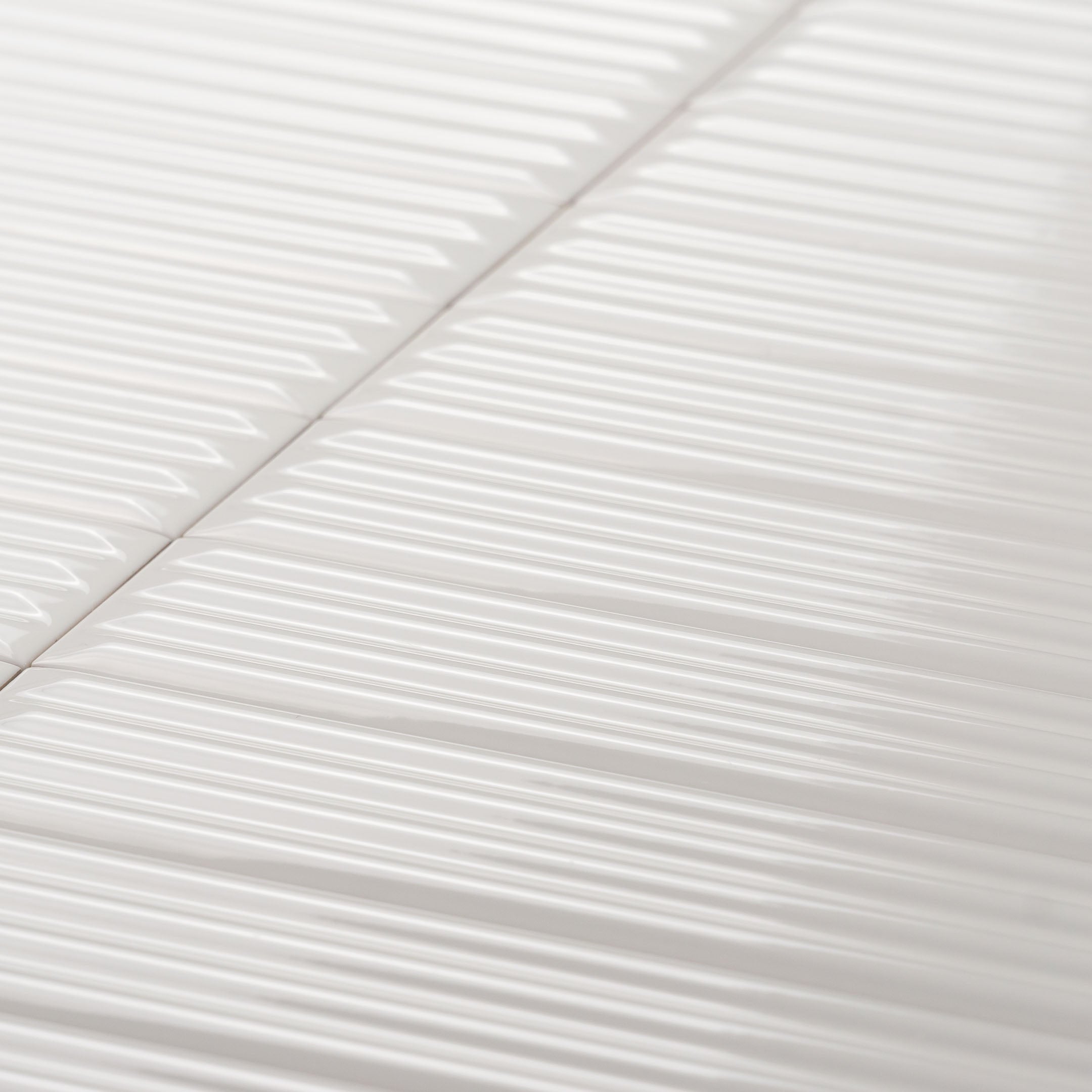 2 x 10 Inch 3D Fluted Subway Wall Tile - Matte White Ceramic Textured Bathroom & Kitchen Backsplash - Orange County (Set of 10) | Modern Home Decor for Bath, Shower, and Accent Walls