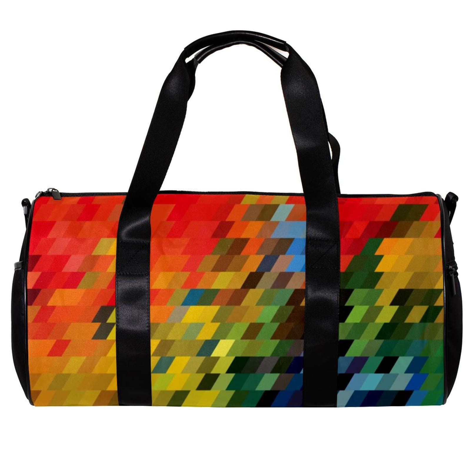 Stylish Gym Duffle Bag for Men & Women - Waterproof Overnight Weekender Travel Bag with Mosaic Pixel Design - Perfect for Workouts, Weekend Getaways & Airplane Carry-On Luggage