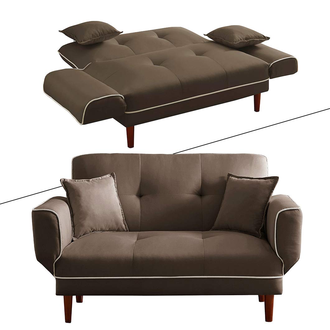 Convertible Sleeper Sofa for Living Room - Adjustable Backrest & Arms, Loveseat to Full Bed - Perfect for Small Spaces, Guest Rooms & Apartments