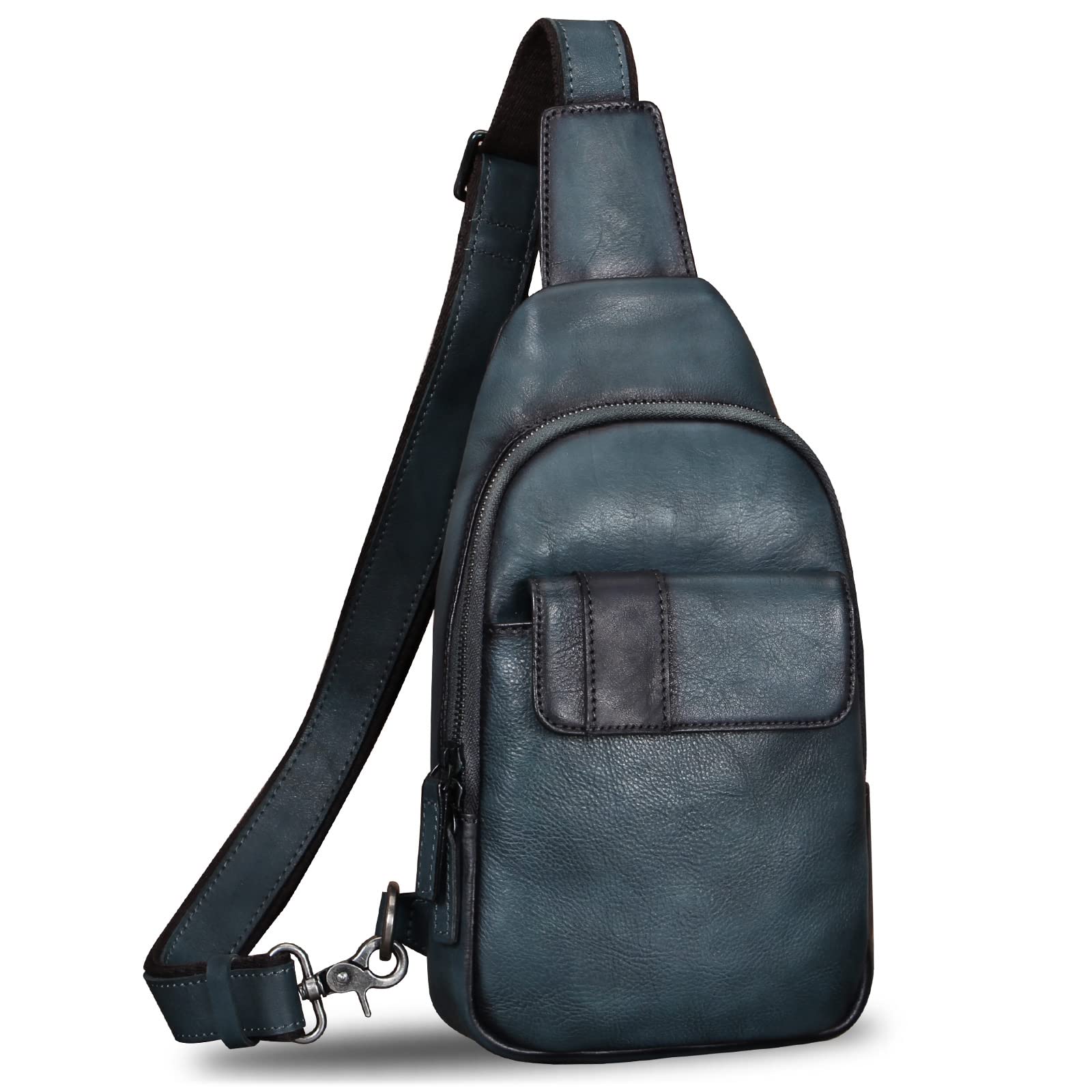 Genuine Leather Sling Bag for Men & Women - Vintage Crossbody Backpack with Adjustable Strap - Stylish Shoulder Bag for Travel, Work & Daily Use