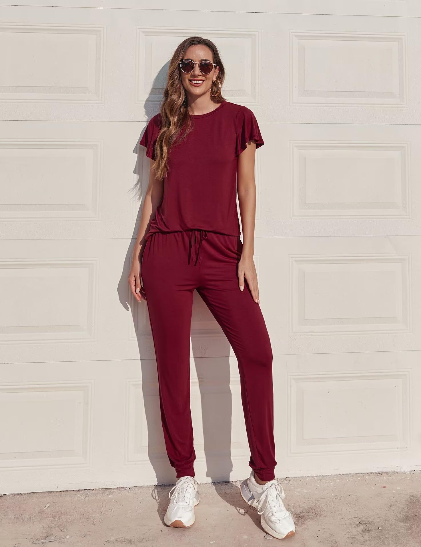 Ekouaer Women's Pajama Sets - Soft Short Sleeve Sleepwear & Long Pants Lounge Set with Pockets | Comfortable Sleep & Relaxation at Home