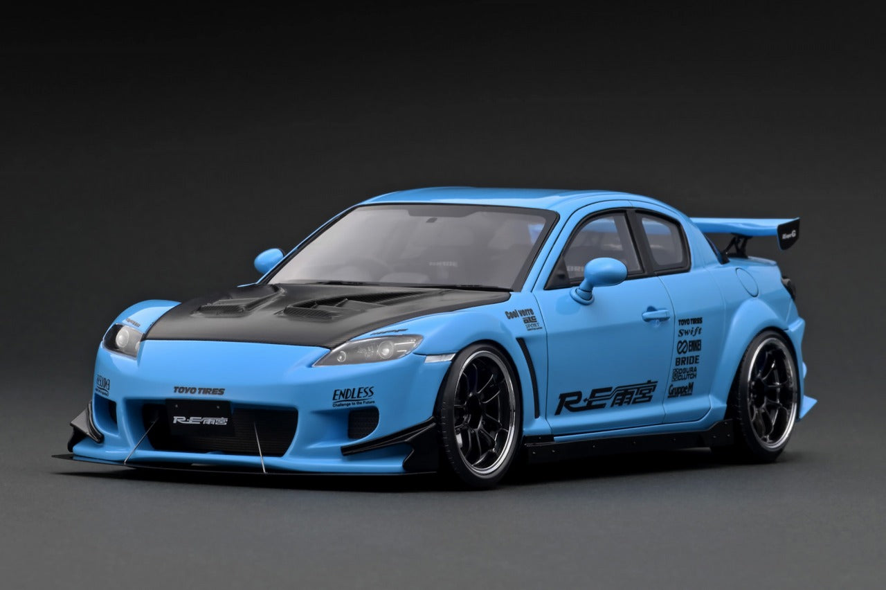 1:18 Scale Mazda RX-8 (SE3P) RE Amemiya Light Blue Diecast Model Car - Collectible Toy for Car Enthusiasts & Display for Home/Office Decor