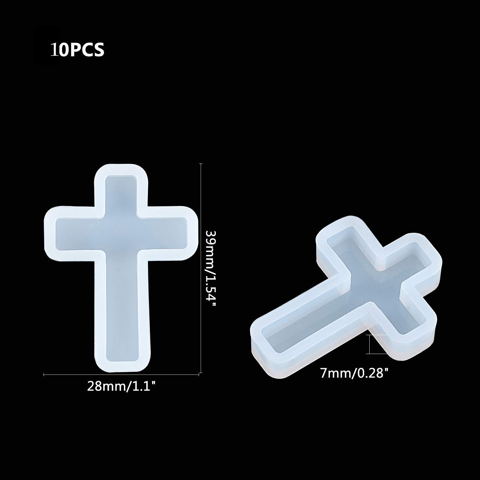 10Pcs Cross Silicone Resin Molds 1.5x1 Inch - Epoxy Crucifix Casting Molds for DIY Jewelry Making, Necklace Pendants & Craft Projects - Perfect for Religious Gifts, Home Decor, and Handmade Accessories