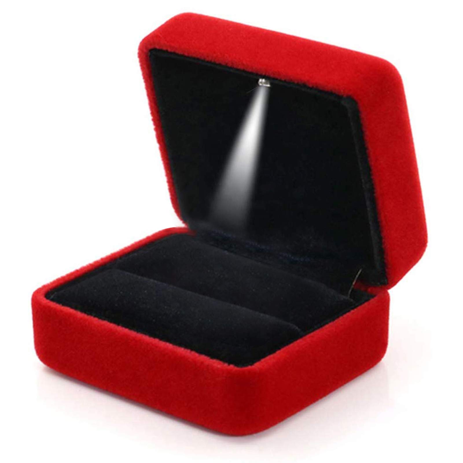 GBYAN Velvet Ring Box with LED Light - Premium Jewelry Display Gift Box for Proposal, Engagement, Wedding - Perfect for Romantic Surprises & Wedding Proposals