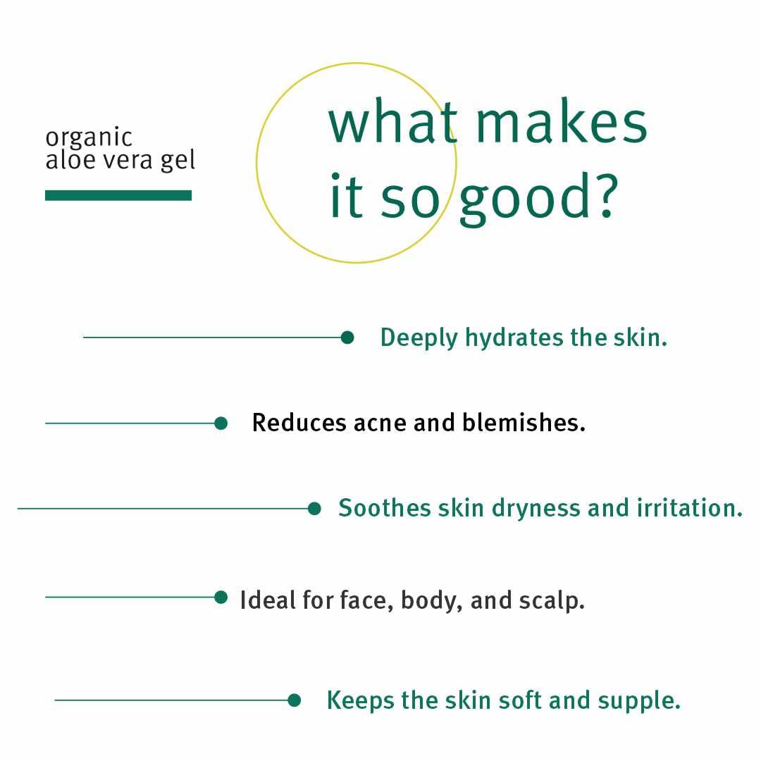 Organic Aloe Vera Gel by BODY TREE - Soothing Moisturizer for Sunburn, Dry Skin & Hair Care - 100% Pure Natural After Sun Relief & Hydration