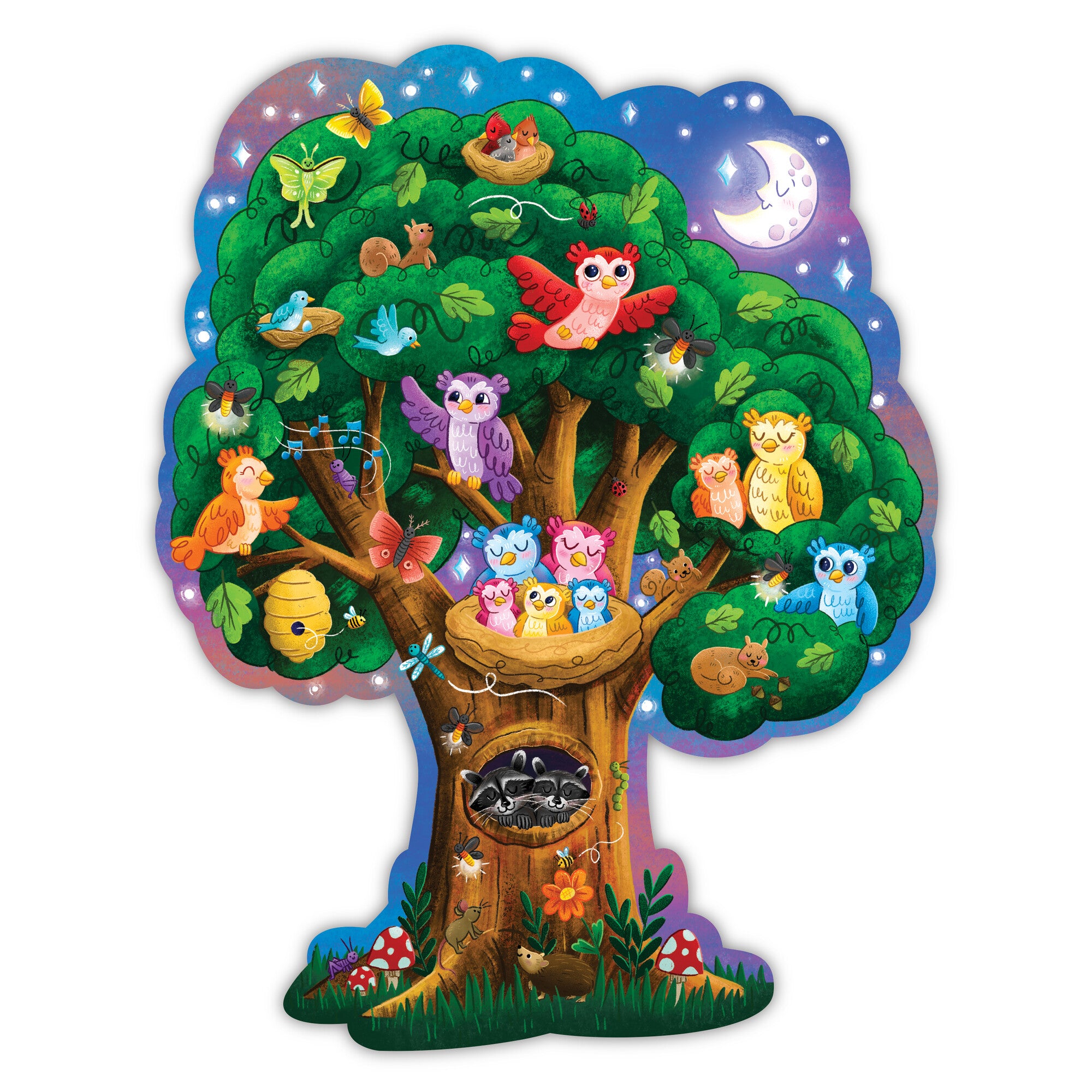 Peaceable Kingdom Hoot Owl Hoot Shimmery Floor Puzzle - 60 Piece Educational Owl Puzzle for Kids Ages 3-6, Perfect for Preschool Learning & Family Game Night