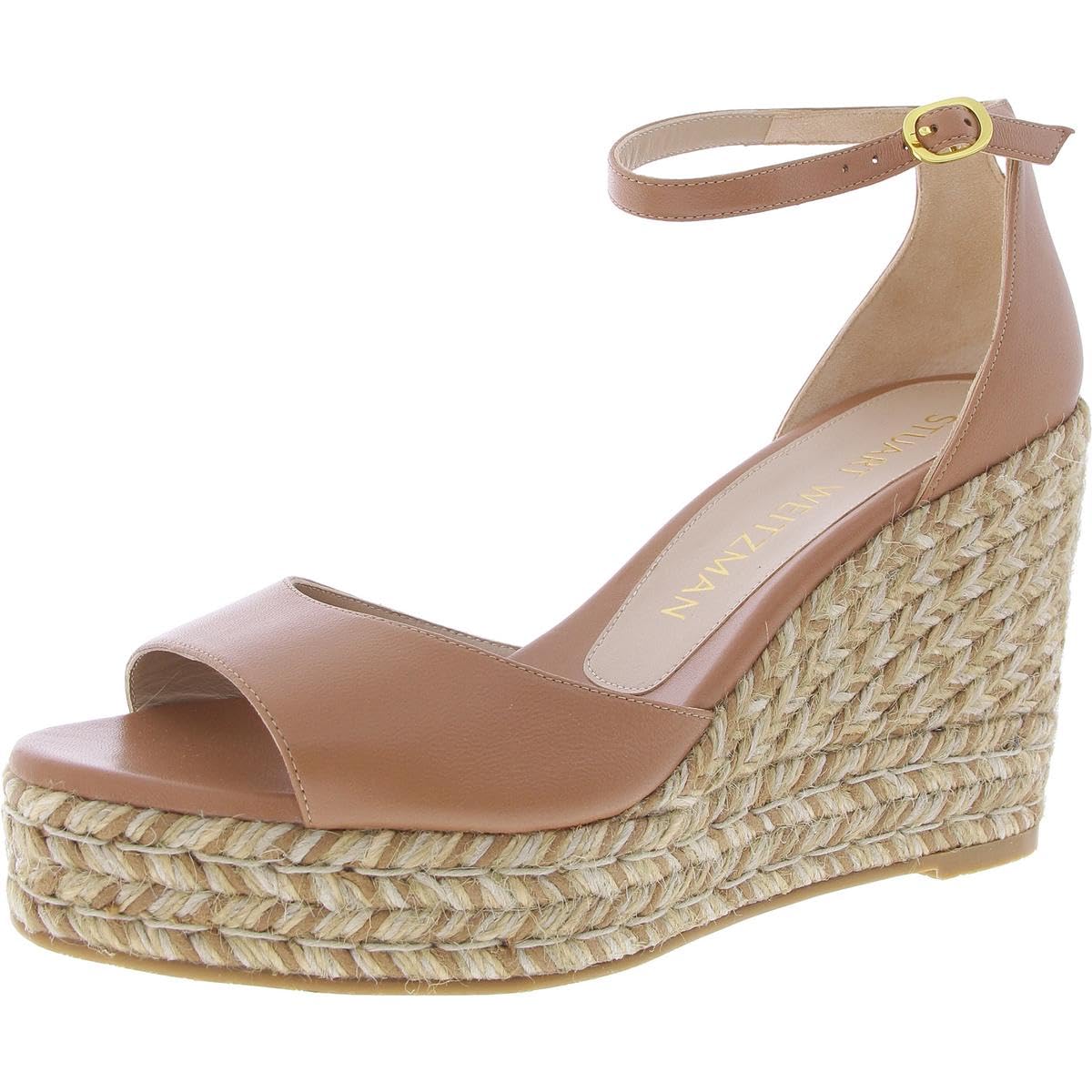 Stuart Weitzman Women's Leather Ankle Strap Platform Sandals - Comfortable High Heel Dress Shoes for Wedding, Party & Evening Out