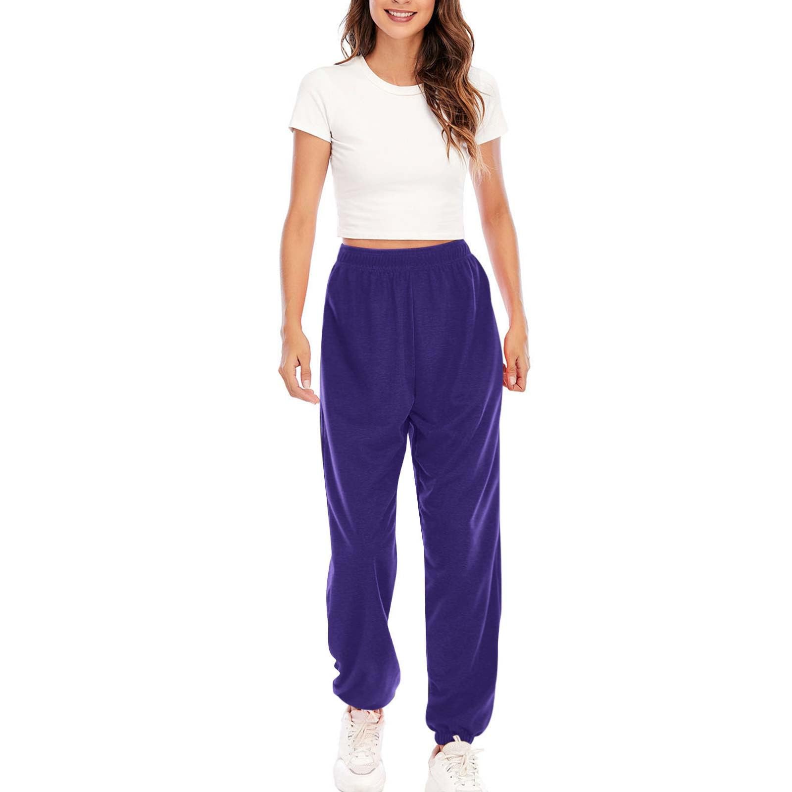 Women's High Waisted Jogger Sweatpants - Fleece Lounge Pants with Pockets & Cinched Bottom | Casual Baggy Joggers for Yoga, Running & Home Wear