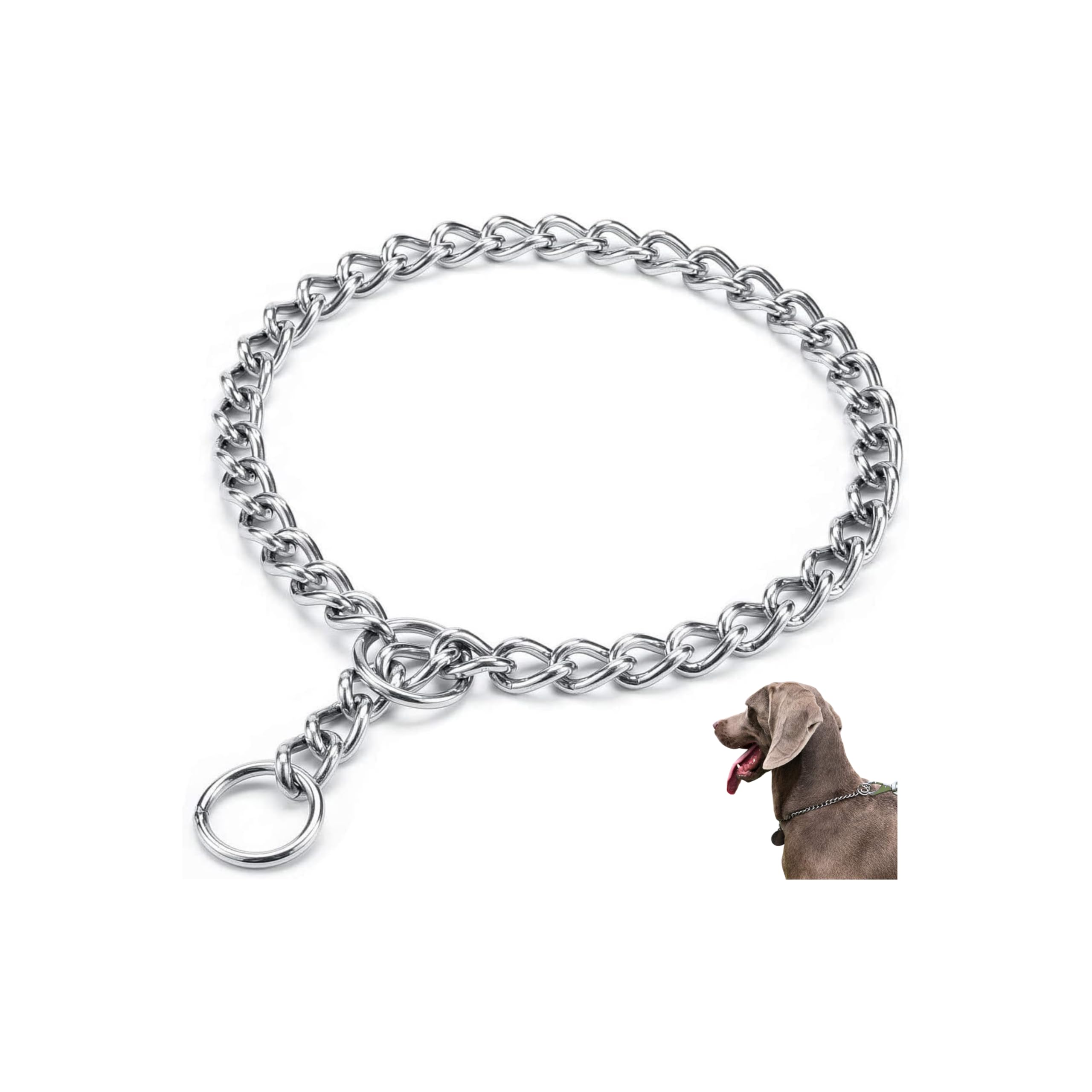 DRID Heavy Duty 304 Stainless Steel Chew Proof Dog Chain Collar - Made in USA - Anti-Winding Training Leash for Small Medium Large & XL Dogs - Perfect for Walking, Training & Outdoor Adventures