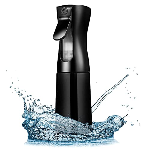 300ml Continuous Fine Mist Hair Spray Bottle - Empty Aerosol Water Mister for Curly Hair & Styling, Perfect for Morning Hair Taming & Salon Use (Black) | Great for Travel, Gym, and Home Hair Care Routine