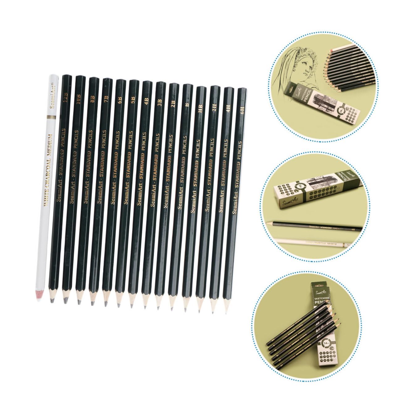 SEWACC 45-Piece Professional Sketch Pencil Set - Charcoal, Graphite & Watercolor Drawing Pencils for Artists, Students & Sketching | Perfect for Portrait Drawing, Shading Techniques & Mixed Media Art
