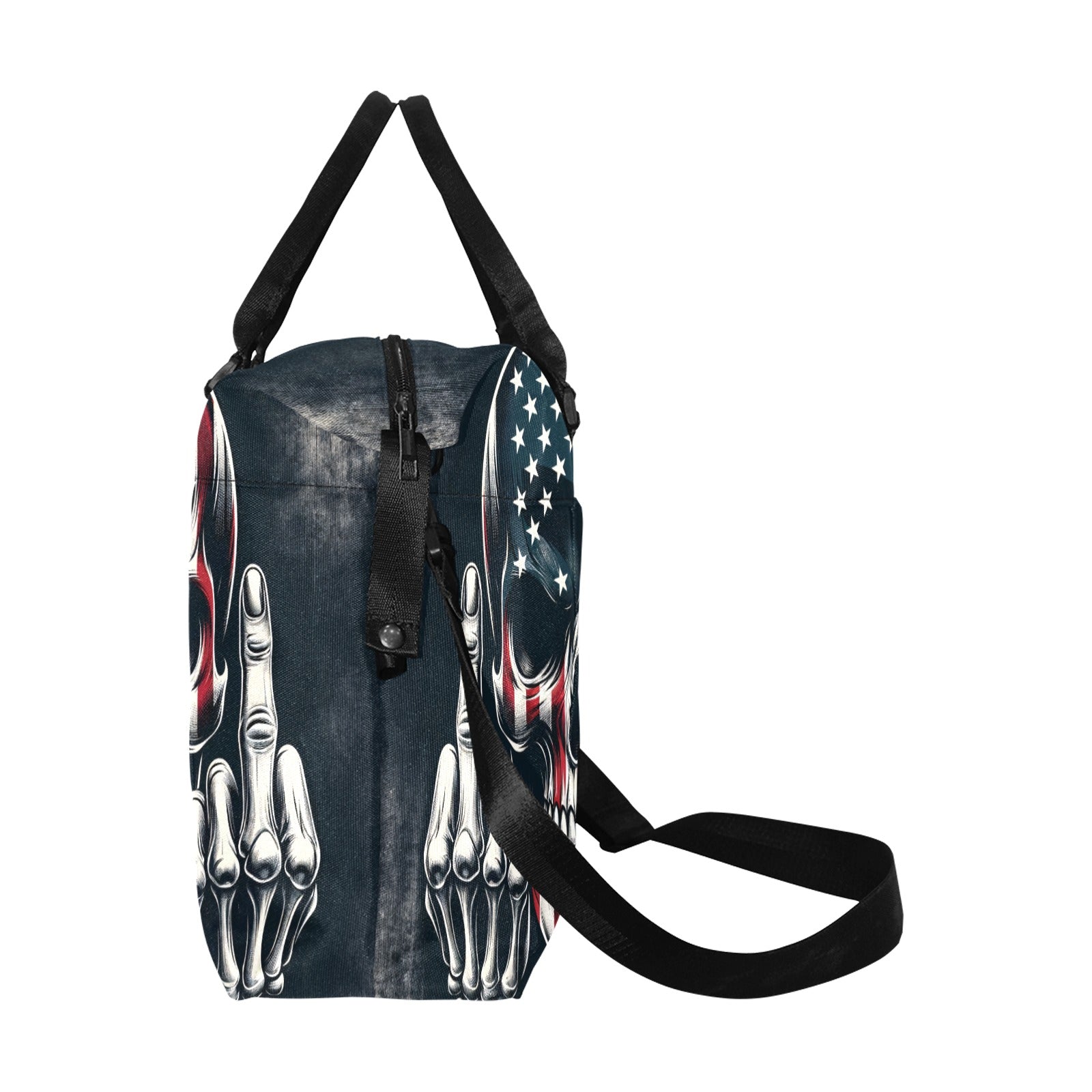 Skull & Middle Finger Print Large Capacity Duffle Bag - Gym, Travel, Workout & Weekend Getaway Essentials