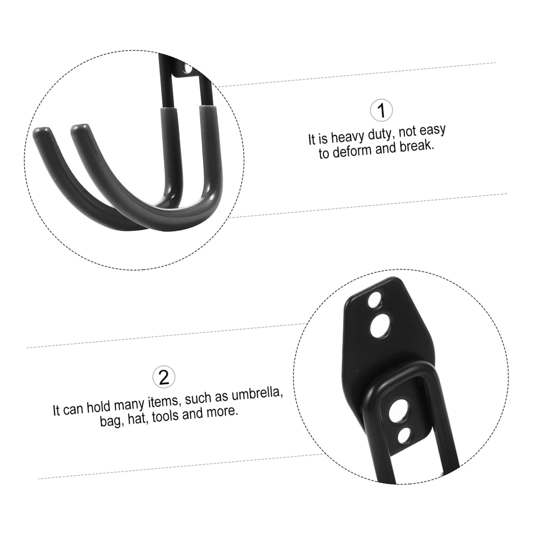 FOYTOKI 2 Pack Heavy Duty Black J Hooks for Garage Storage - Wall Mounted Organizer for Clothes, Tools & Equipment - Perfect for Home, Warehouse & Workshop Organization