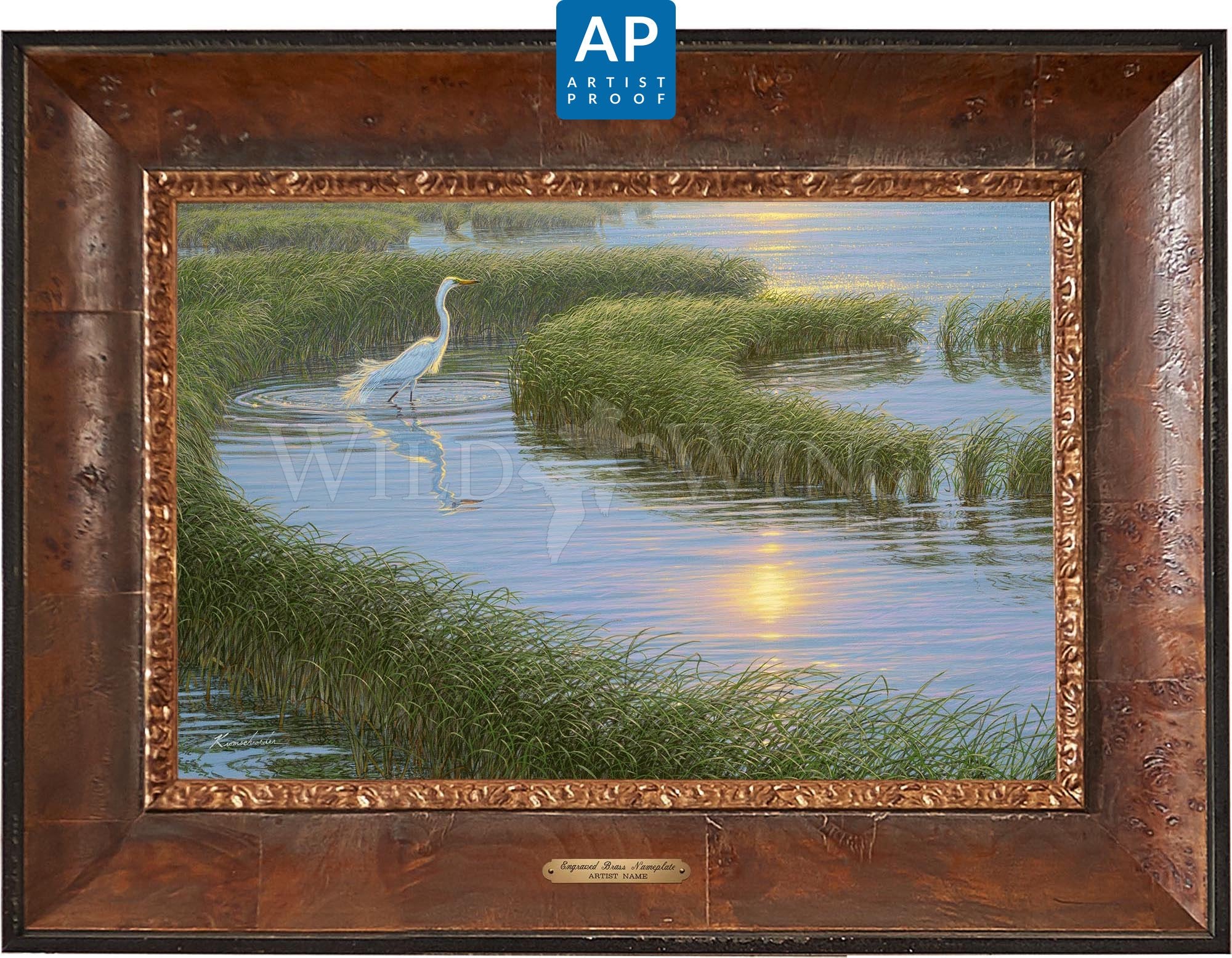 Evening Solitude - White Egret Artist Proof Edition (AP) | Limited Edition Art Print | Perfect for Home Decor, Office Wall Art & Gift Giving
